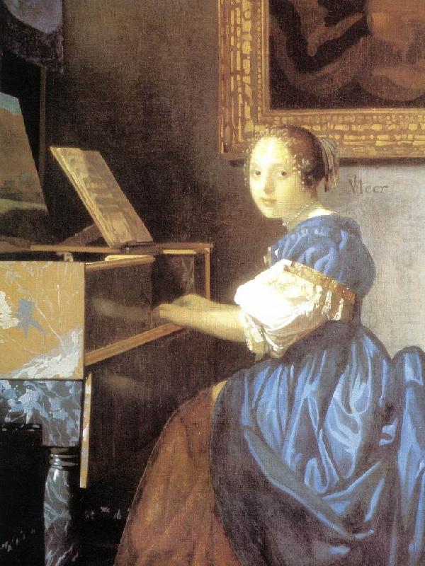 VERMEER VAN DELFT, Jan Lady Seated at a Virginal (detail) aer china oil painting image